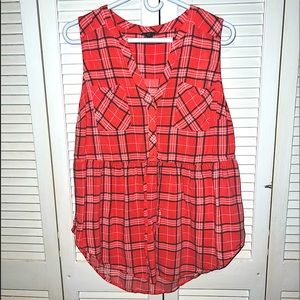 Torrid sleeveless orange plaid tunic size 00